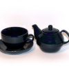 Ambrosia Elecktra Tea Pot With Cup and Saucer Navy