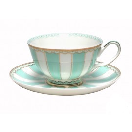 christiana vintage teal stripe cup and saucer