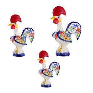 PORTUGUESE FLOWER GOOD-LUCK ROOSTERS