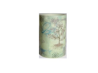 Led Decorative Pillar Candle Silver Trees