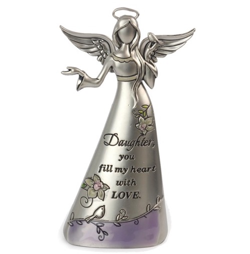 "MOTHER GIVES US COURAGE TO FOLLOW OUR DREAMS" SILVER ANGEL FIGURINE GIFT BOXED 