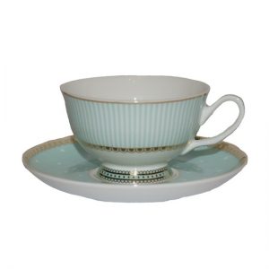 Christiana Miss Alice Cup And Saucer Green Stripe