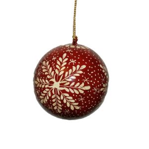 Red With Snowflake Design Bauble