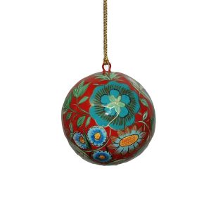 Red With Blue Flowers Bauble