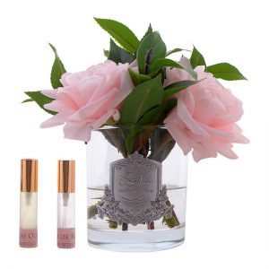 Côte Noire Perfumed Pink English Roses In Clear Vase