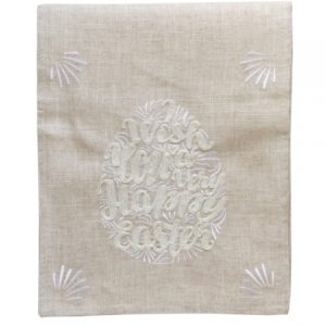 Happy Easter Table Runner Linen Beige