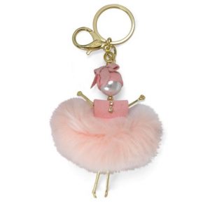 Fluffy Doll Pink Bag Charm Key Holder