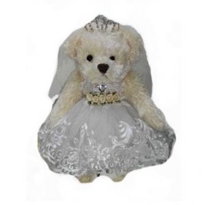 Teddy Bear Bride White Dress