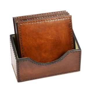 Square Leather Coasters Tan