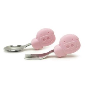 Palm Grasp Spoon And Fork Set Pig