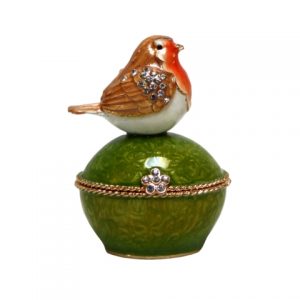 Orange Robin Sitting On Trinket Box