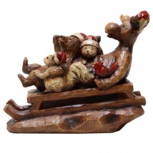 Country Moose On Sleigh Figurine