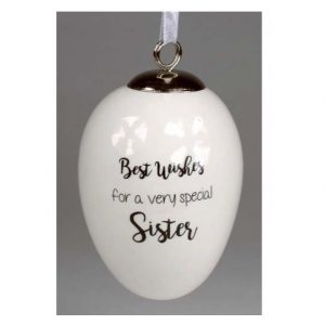 Best Wishes Sister Ceramic Egg