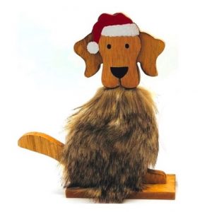 Dog Santa Timber Figurine