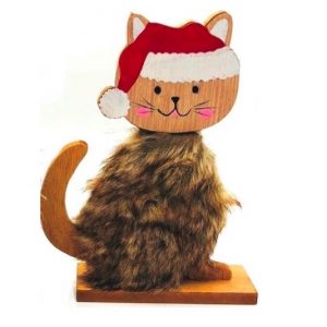 Cat Santa Timber Figurine