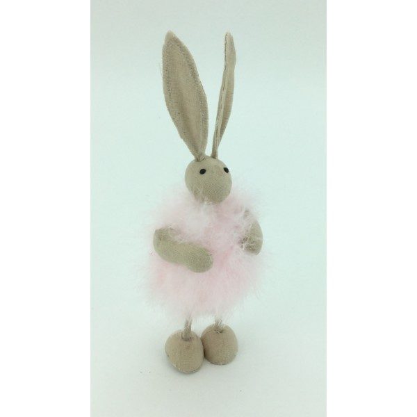 Pink Fluffy Bunny Standing Ornament