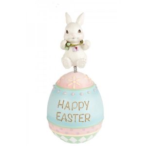 Bunny On Happy Easter Egg Figurine