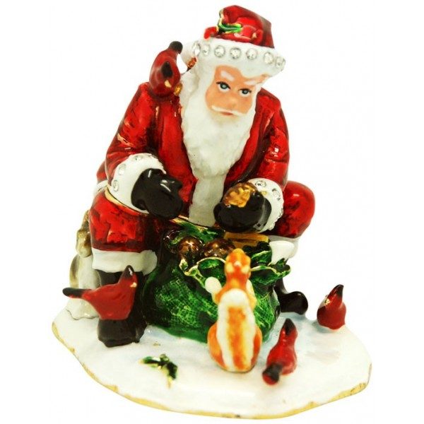 Santa Feeding Animals Trinket Box