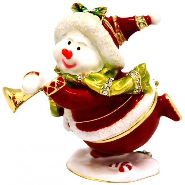 Xmas Snowman With Bugle Trinket Box