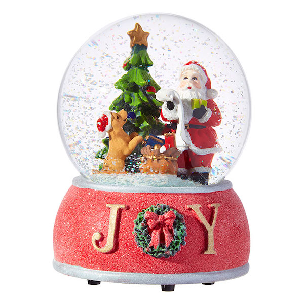 Santa And Dog Joy Snow Globe - Tilly's Timeless Treasures