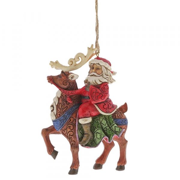 Jim Shore Santa Riding Reindeer Ornament