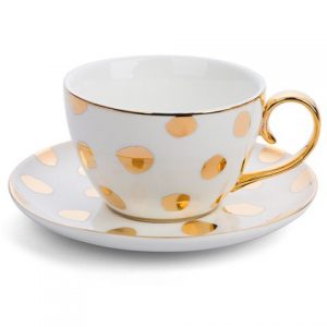 Cristina Re Polka D'Or Teacup & Saucer Ivory