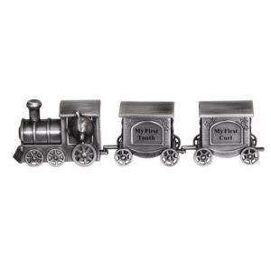 First Tooth And Curl Pewter Train Gift Set