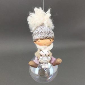 Boy Holding Rabbit Hanging Ornament