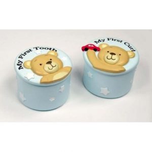 Teddy Baby Boy Tooth And Curl Trinket Box Set