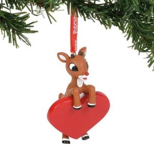 Rudolph With Heart Christmas Ornament