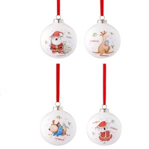 Barney Saves Christmas Baubles 4 Pack