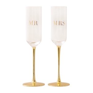 Cristina Re Champagne Flutes Mr and Mrs