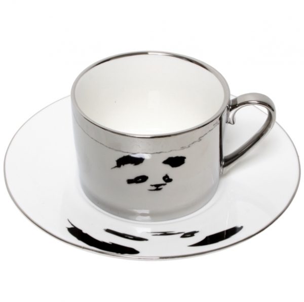 Christiana Panda Silver Reflection Cup And Saucer