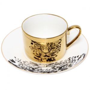 Christiana Leopard Gold Reflection Cup And Saucer