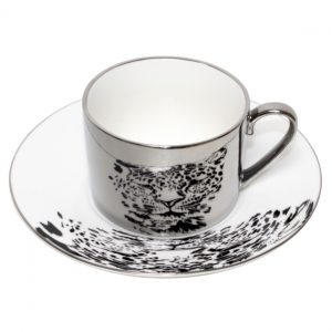 Christiana Leopard Silver Reflection Cup And Saucer