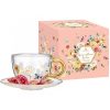 Springtime Soiree Double Walled Glass Cup And Saucer