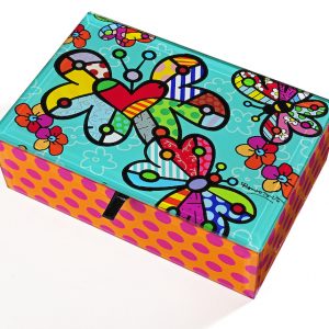 Romero Britto Glass Keepsake Box Butterflys