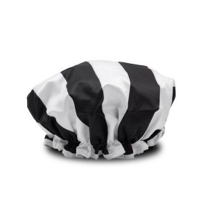 Manor Road Shower Cap - Black and White Stripe