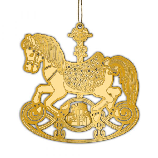 Adornment Gold Xmas Rocking Horse Ornament