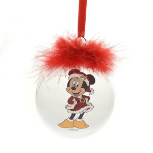 Disney Christmas Feather Glass Bauble Minnie