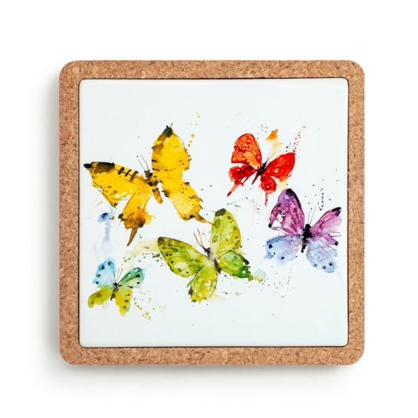 Dean Crouser Butterflies Cork Base Trivet