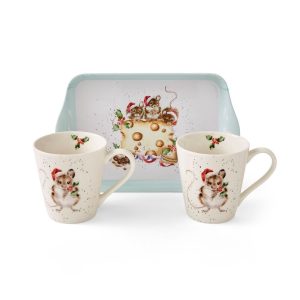 Wrendale Holly Jolly Mice Mug and Tray Set