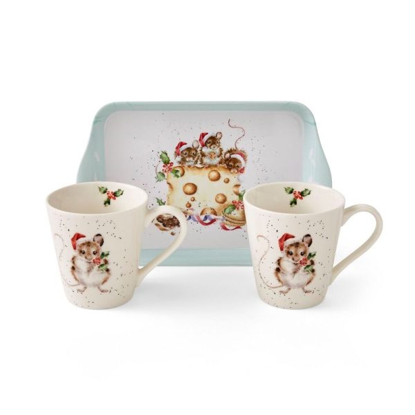 Wrendale Holly Jolly Mice Mug and Tray Set