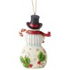 Jim Shore Heartwood Creek Snowman With Candy Cane Hanging Ornament