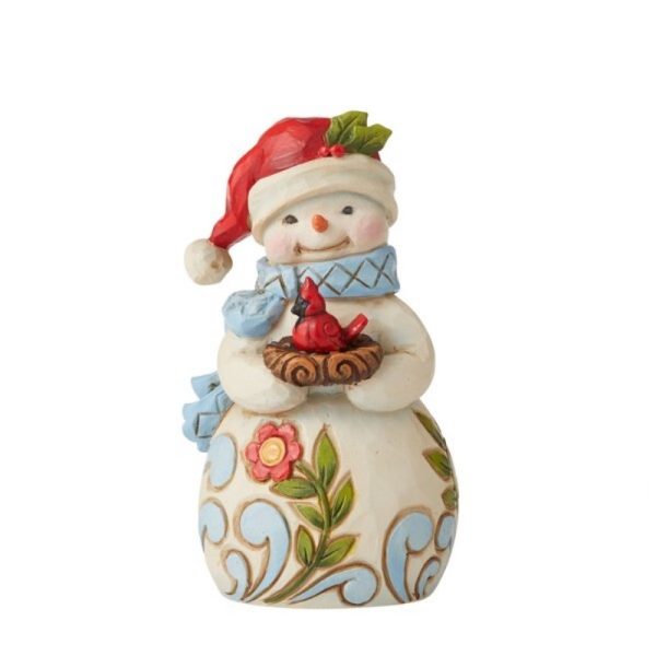 Jim Shore Heartwood Creek Mini Snowman With Cardinal Figurine