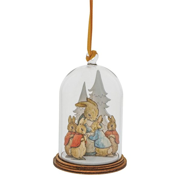 Beatrix Potter Dome Peter & Family At Christmas Hanging Ornament