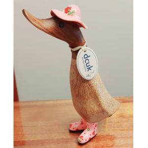 Floral Welly Ducklings Pink With Hat 1