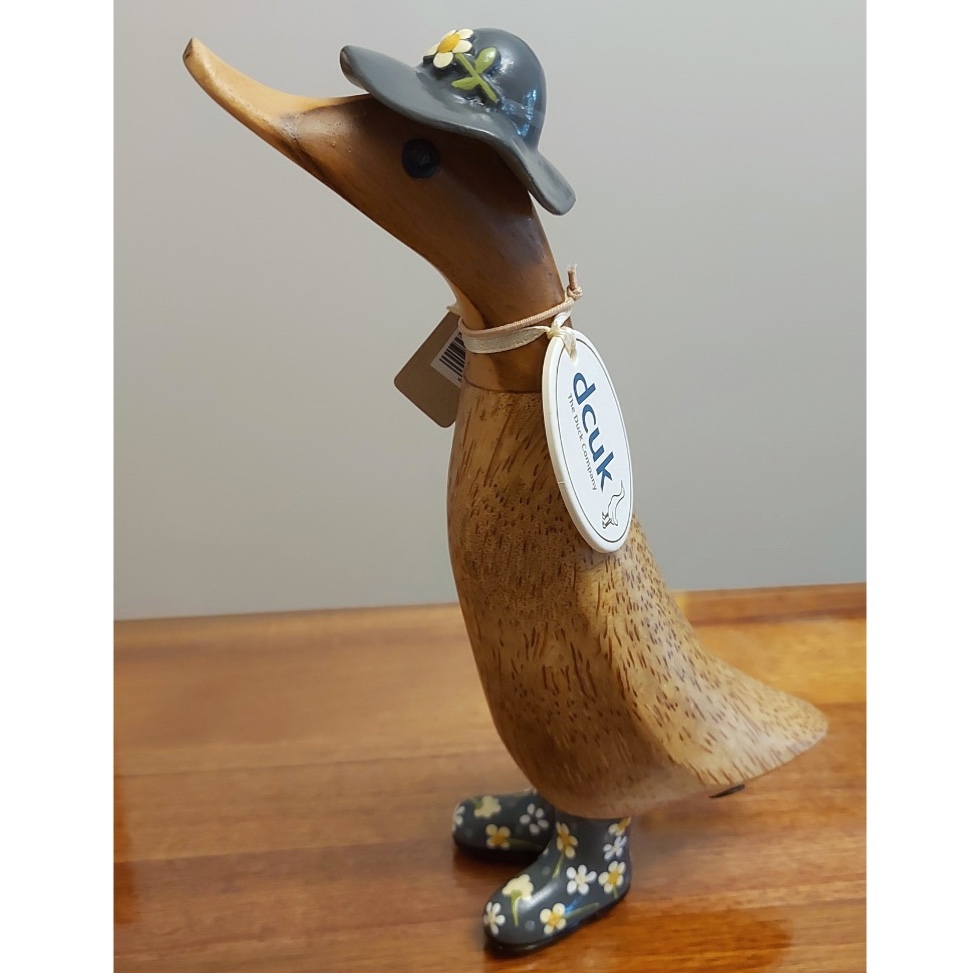 Floral Welly Ducklings Grey With Hat 2