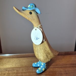 Floral Welly Ducklings Blue With Hat