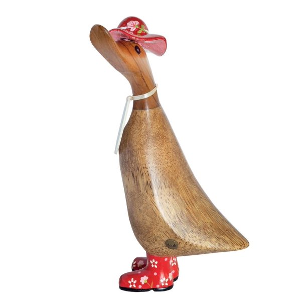 Floral Welly Ducklings Red With Hat